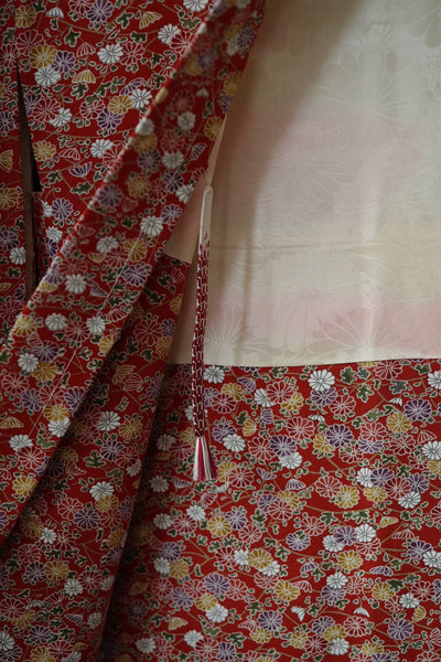 HAORI VINTAGE ROUGE / ALL-OVER CHRYSANTHÈMES