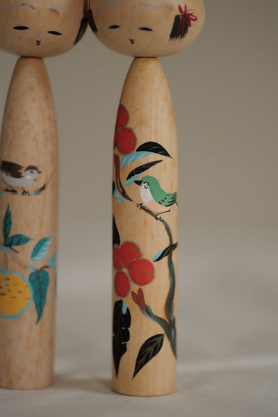 DUO DE KOKESHI VINTAGE / AVEC LEUR BOÎTE / 15,5 CM