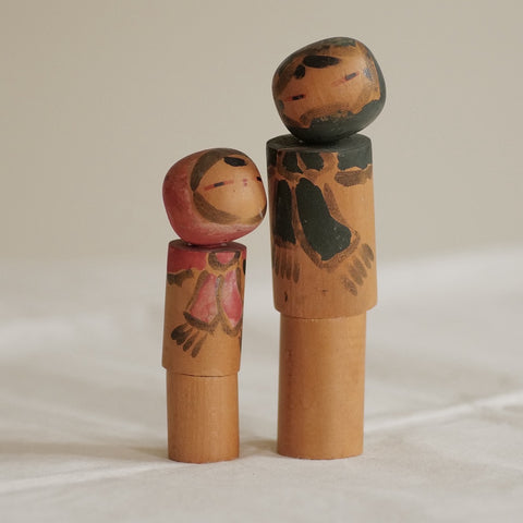 DUO DE KOKESHI VINTAGE PAR KIYOHARA TAKAO / 14 CM