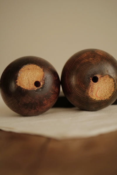 DUO DE KOKESHI VINTAGES PAR YAMANAKA SANPEI  / AVEC LEUR SOCLE / 10 CM