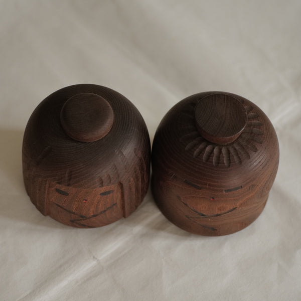 COUPLE DE KOKESHI VINTAGE PAR SANPEI YAMANAKA / 9,5 CM