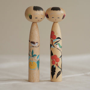 DUO DE KOKESHI VINTAGE / AVEC LEUR BOÎTE / 15,5 CM