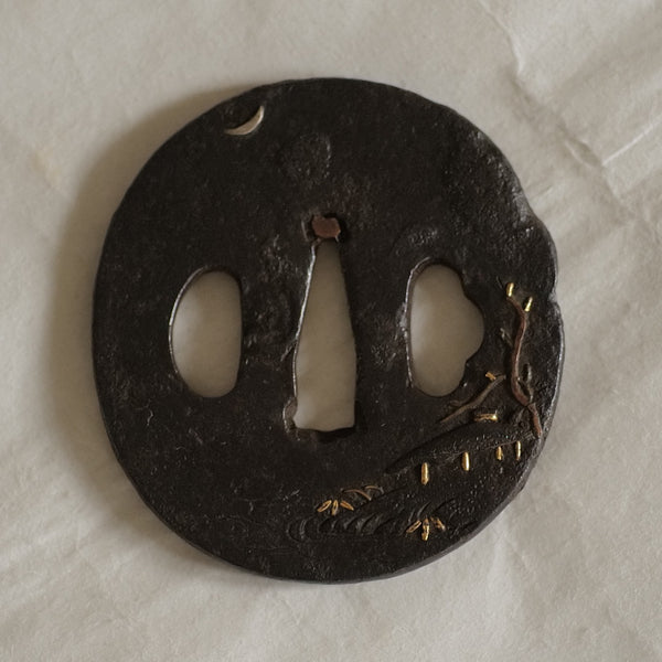 TSUBA ANCIENNE / RIVIÈRE AU CLAIR DE LUNE / ÉPOQUE EDO / RÉSERVÉE