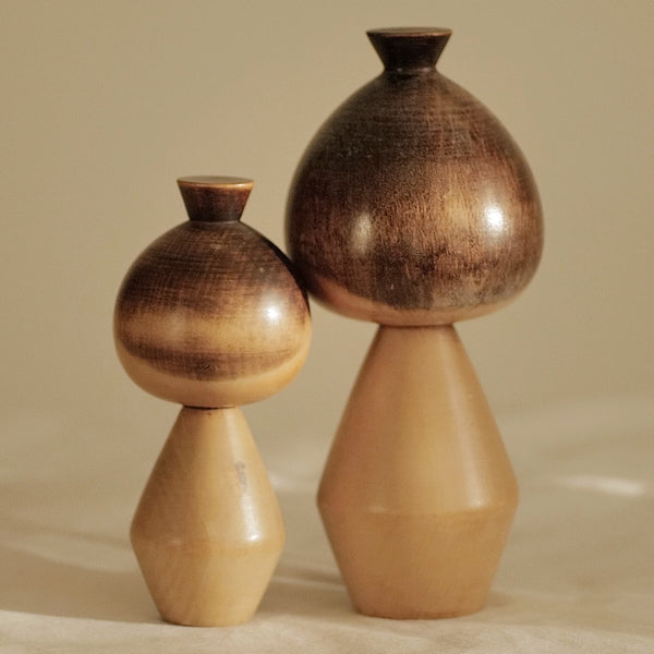 DUO DE KOKESHI VINTAGES PAR YAMANAKA SANPEI  / 22 CM