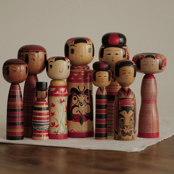 KOKESHI VINTAGE DE STYLE ZAO PAR ABE SHINYA / 23,5 CM