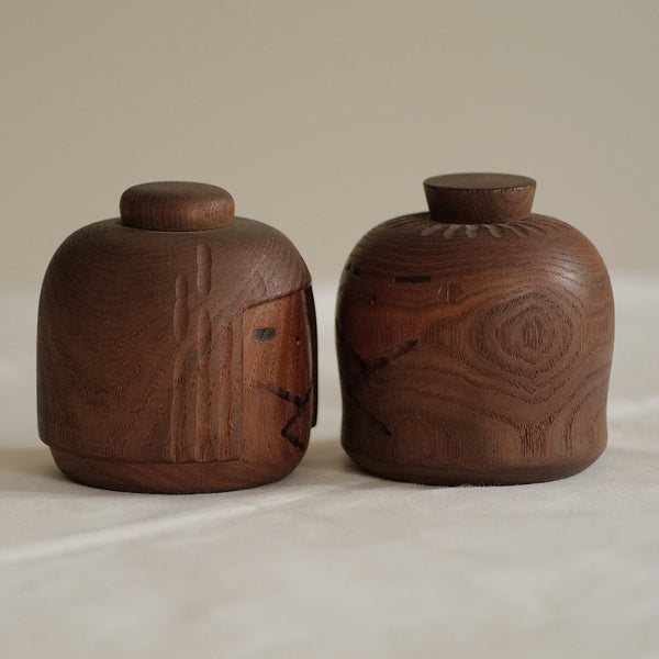 COUPLE DE KOKESHI VINTAGE PAR SANPEI YAMANAKA / 9,5 CM