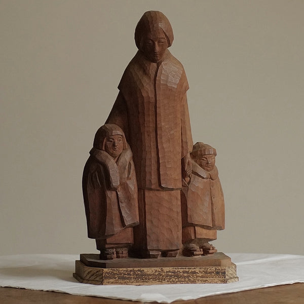 STATUE MÈRE ET ENFANTS / AVEC SA BOÎTE / 42 CM