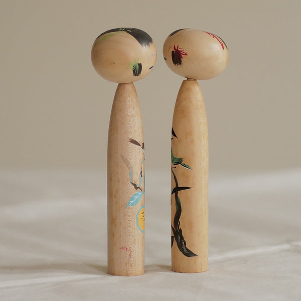 DUO DE KOKESHI VINTAGE / AVEC LEUR BOÎTE / 15,5 CM