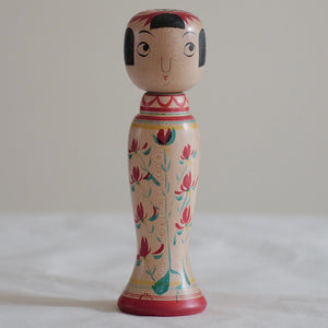 KOKESHI VINTAGE DE STYLE ZAO PAR ABE SHINYA / 21,5 CM