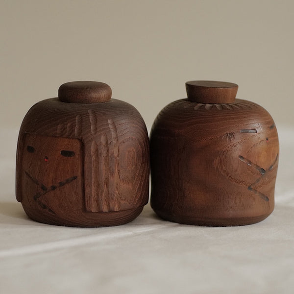 COUPLE DE KOKESHI VINTAGE PAR SANPEI YAMANAKA / 9,5 CM