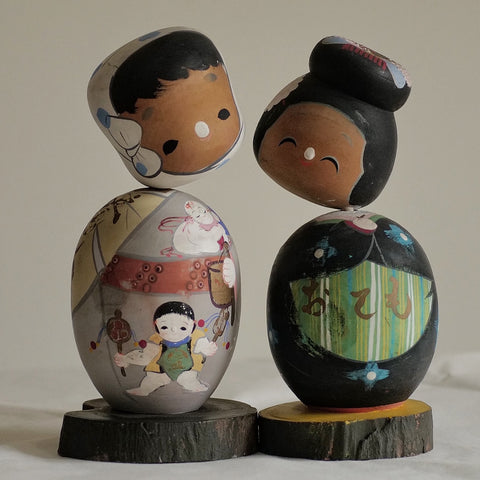 KOKESHI VINTAGES HYOTTOKO ET OTAFUKU / 27,5 CM