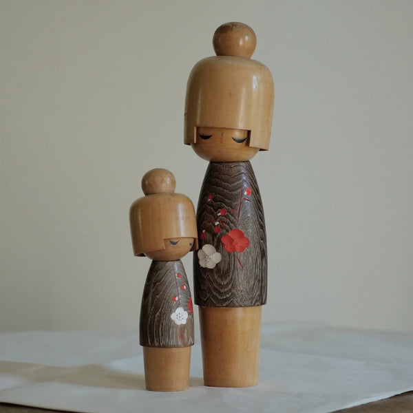 DUO DE KOKESHI VINTAGE USABURO  / 22,5 CM et 36,5 CM