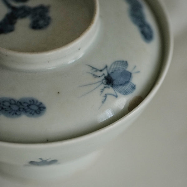 BOL AVEC COUVERCLE / MOTIF VÉGÉTAUX ET INSECTES