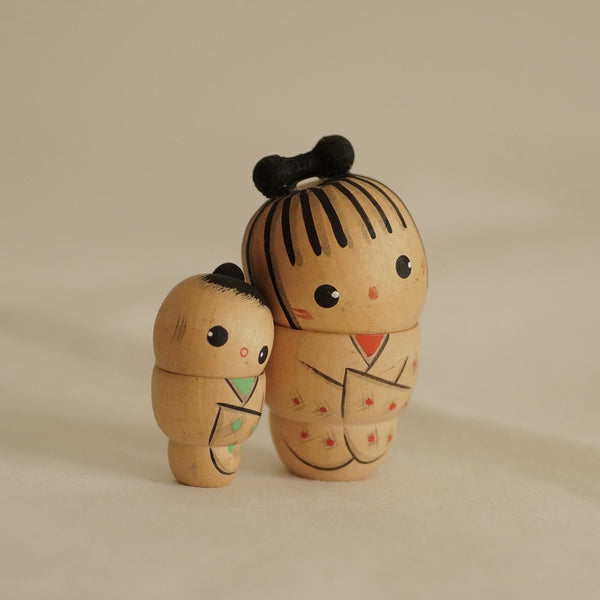 DUO DE PETITES KOKESHI VINTAGE / 7 CM