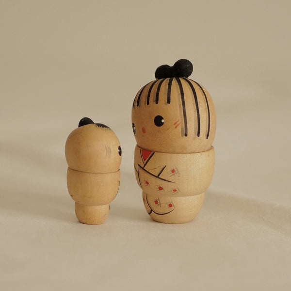 DUO DE PETITES KOKESHI VINTAGE / 7 CM