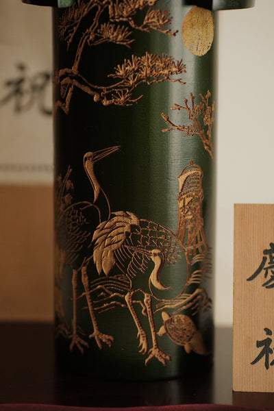 GRANDE KOKESHI PAR MIYASHITA HAJIME / AVEC SOCLE, TABLETTE ET BOÎTE / 33 CM