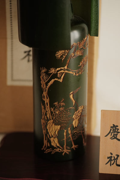 GRANDE KOKESHI PAR MIYASHITA HAJIME / AVEC SOCLE, TABLETTE ET BOÎTE / 33 CM