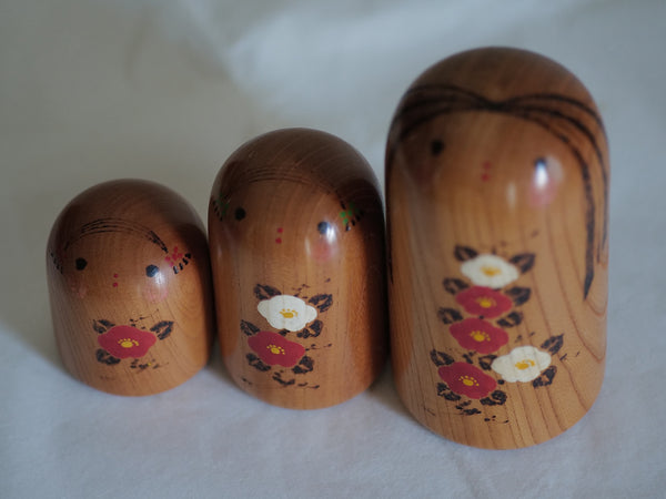 TRIO DE KOKESHI VINTAGES PAR KANO CHIYOMATSU / 13 CM
