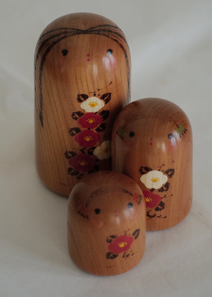 TRIO DE KOKESHI VINTAGES PAR KANO CHIYOMATSU / 13 CM