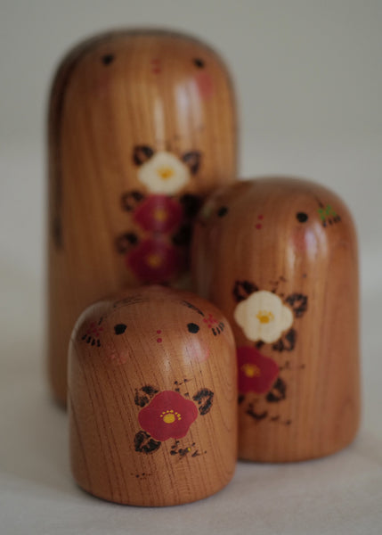 TRIO DE KOKESHI VINTAGES PAR KANO CHIYOMATSU / 13 CM
